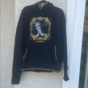 Teddy Fresh x Elton John Black Embroidered Hoodie Sweatshirt Size M
